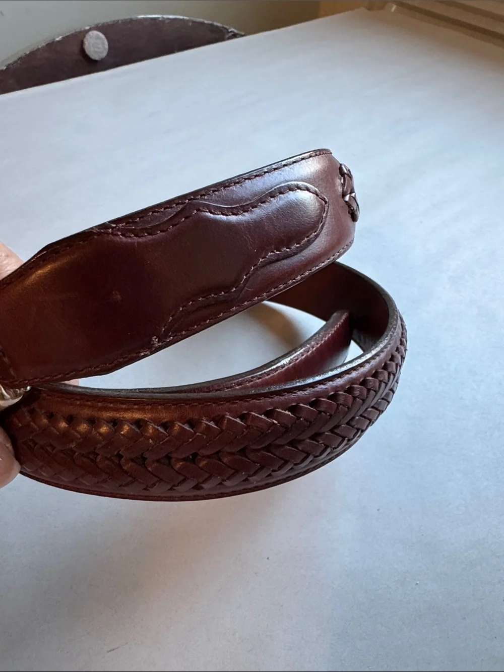 VTG Willis & Geiger Braided Leather Belt Mens 40 Brown Silver Buckle Western